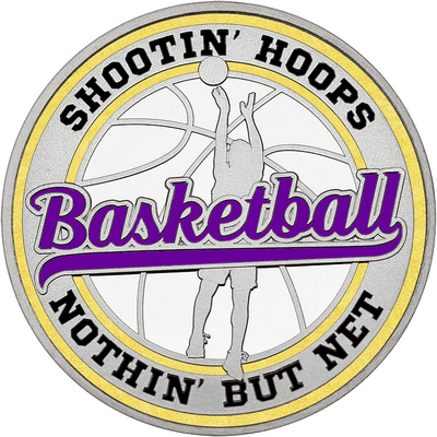 Purple "Basketball" with Gold Outer Circular Borders